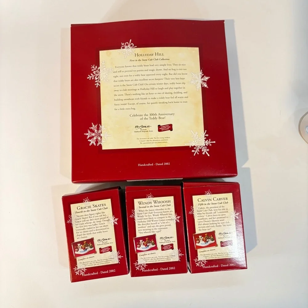 Hallmark Keepsake Snow Cub Club Ornament Set Hollyday Hill Gracie Wendy Calvin